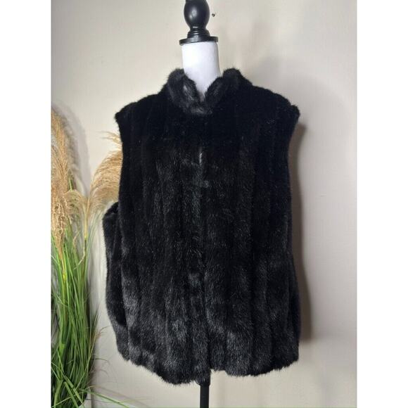 Donna Salyers Fabulous Furs Vest Women's XL Black Boho Faux Pockets Chic Glam - Picture 4 of 9